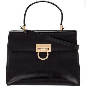 Salvatore Ferragamo Black Satchel with Gold Hardware